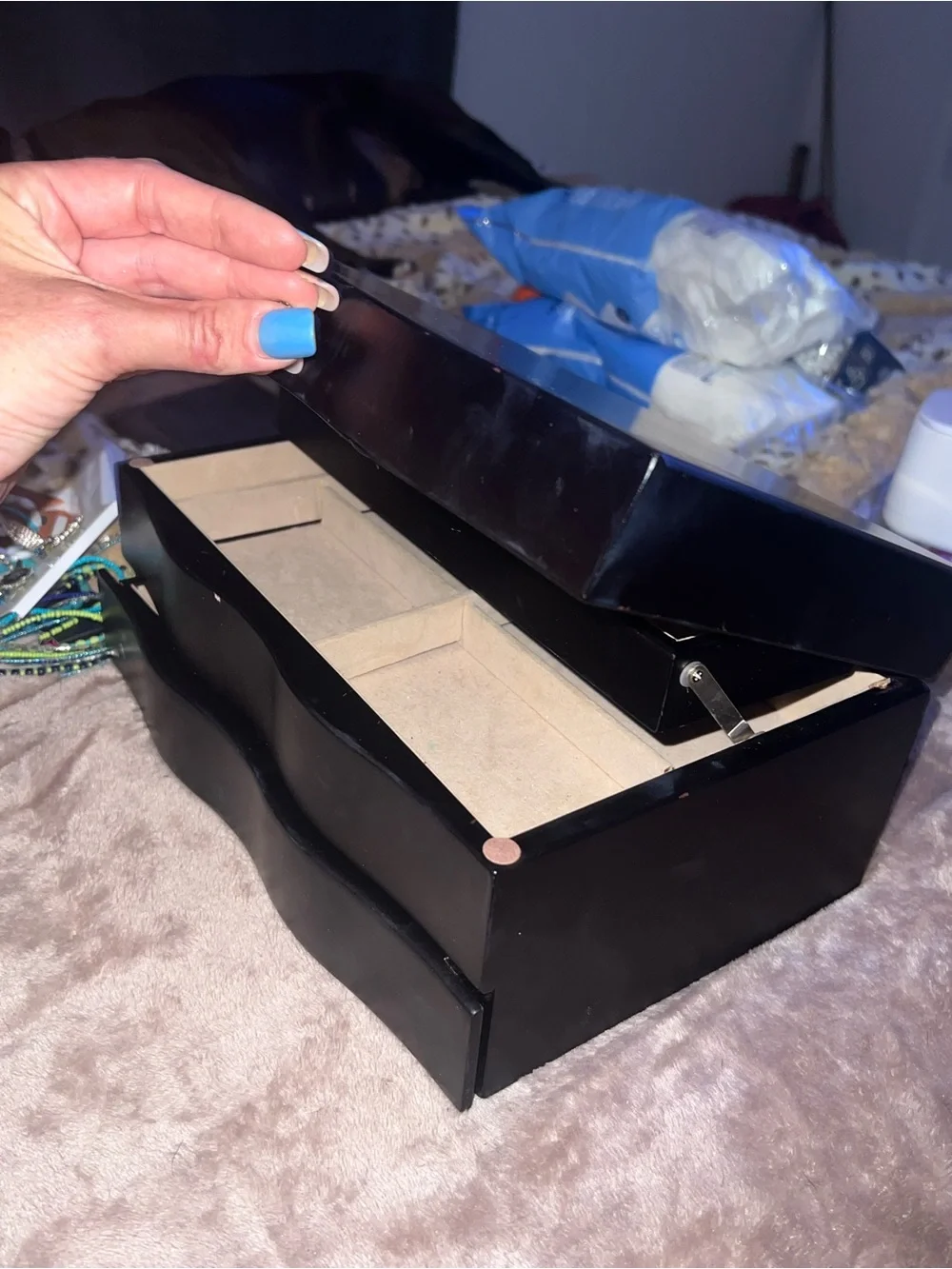 Black Jewelry Organizer Box with Mirror - Unbranded